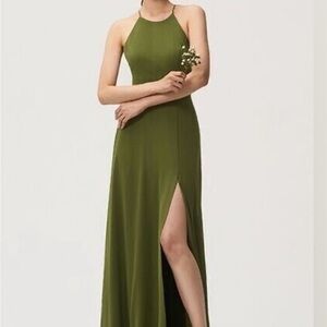 Jenny Yoo Collection Kayla Dress Kiwi Green Chiffon Gown Maxi Dress